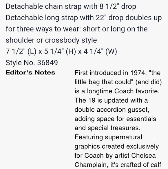 Coach Chelsea Champlain Tattoo Dinky 19 - Picture 8 of 9